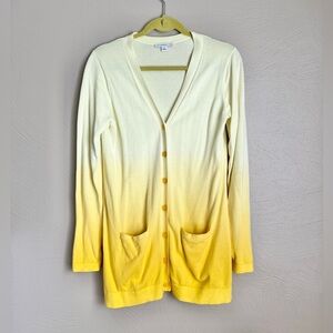 Isaac Mizrahi Yellow Dip Dye Ombré Cardigan